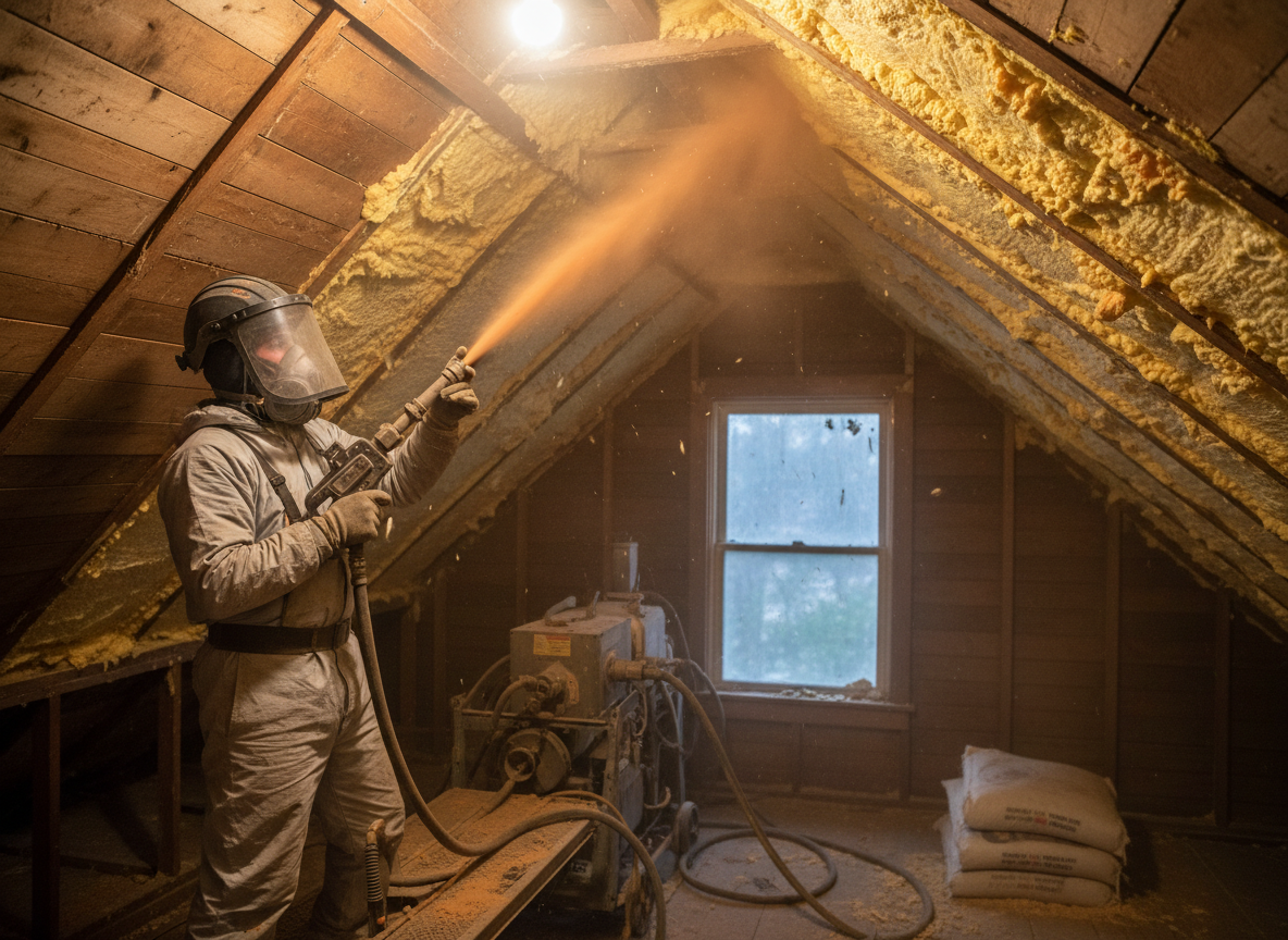 Sand Blasting Spray Foam Insulation Removal in Plymouth, Devon